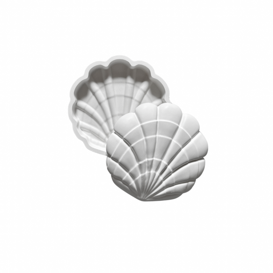 Handgemaakte schelpvormige pot met deksel van Limala in wit, perfect voor het opbergen van sieraden