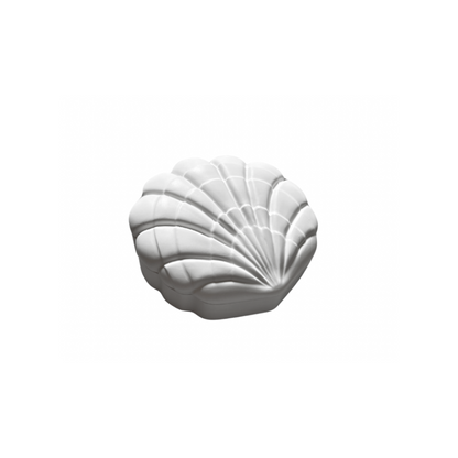 Handgemaakte schelpvormige pot met deksel van Limala in wit, perfect voor het opbergen van sieraden
