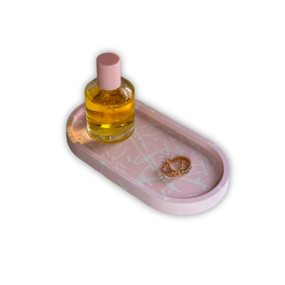 Ovale Schaal van Limala wit roze patroon met ringen